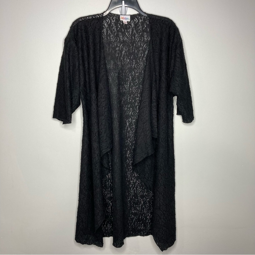 Lularoe black lace waterfall‎ kimono size small